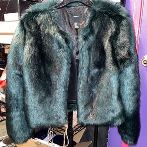 Emerald Faux Fur Coat
